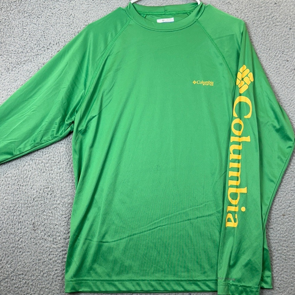 Columbia Shirt Mens Small PFG Terminal Tackle Green Performance Fishing Outdoor